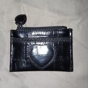 Brighton Black Leather Mini Zipper Wallet Pouch 3” x 4” LIKE NEW CONDITION